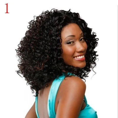 New best-selling African black small curly wig for export, European and American women's wig covers detail image 2