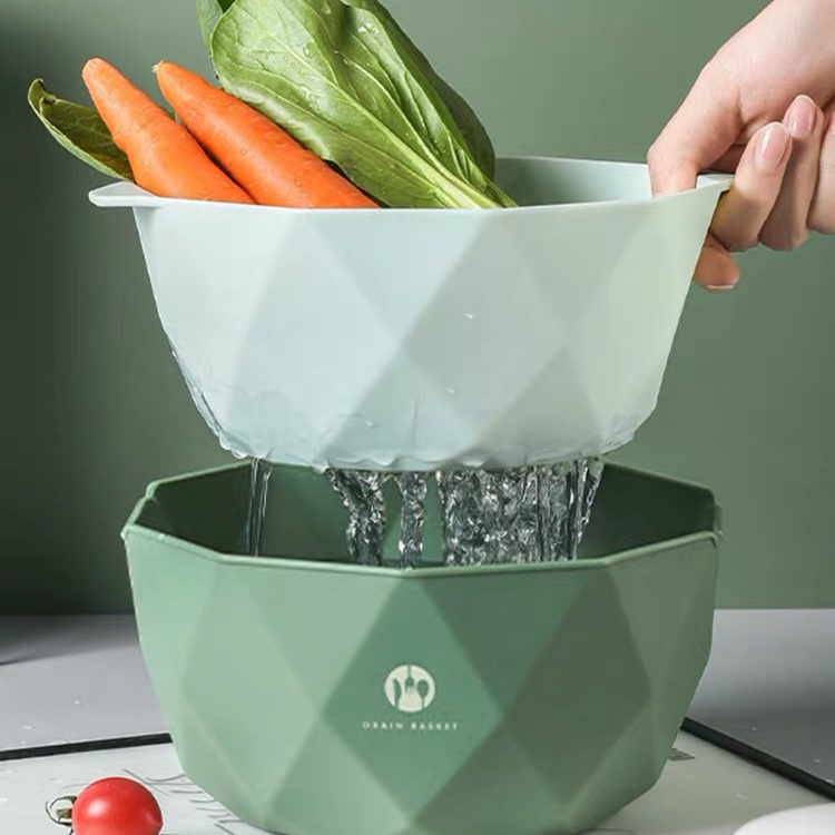 双层沥水篮家用塑料洗菜神器水果蔬菜沥水篮厨房淘米洗菜盆多用篮