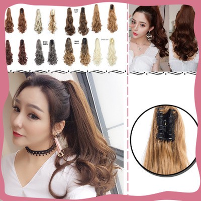 New dyed gradient color fluffy fleece ponytail, pear blossom ponytail, synthetic fiber wig, women's curly hair, short ponytail detail image 1