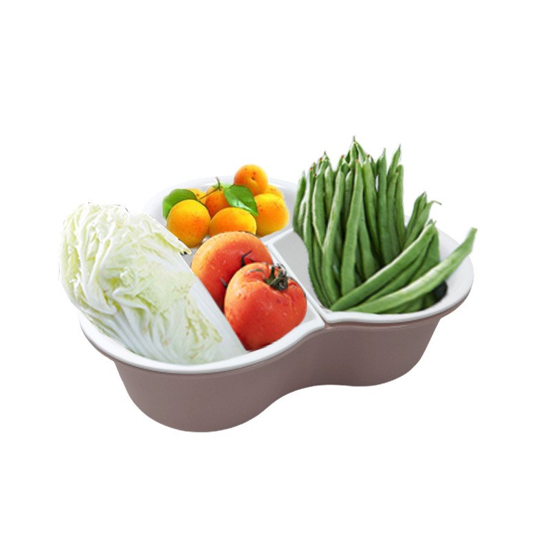 抖音爆款火锅拼盘沥水篮家用洗菜盆厨房三角配菜蔬菜水果分格篮子详情图3