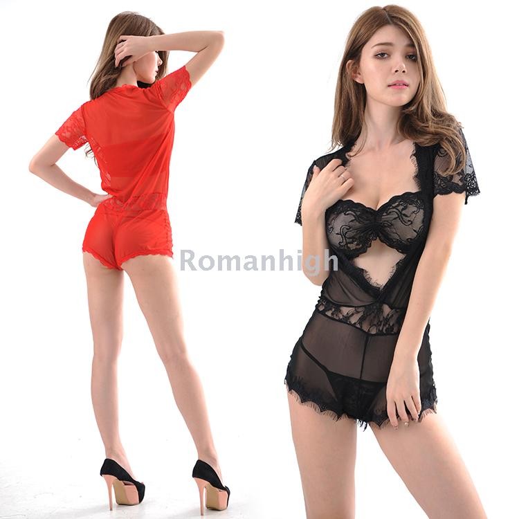 The New Mesh Underwear Manufacturers Wholesale Transparent White Yarn Short-Sleeved Three-Piece Uniform Application Scenario