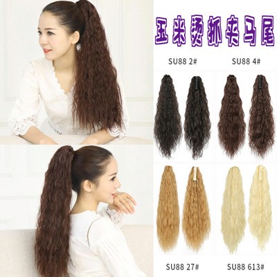 New European and American women's claw clip ponytail corn perm tiger clip ponytail detail image 1