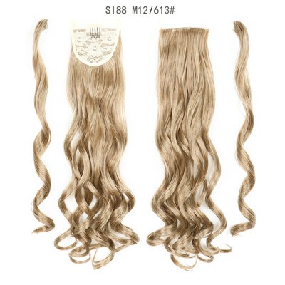 New Velcro tie ponytail pear blossom permed hair ponytail invisible natural fluffy high-temperature silk wig detail image 8