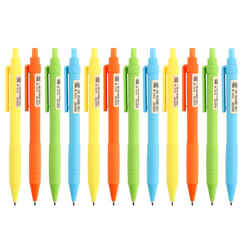 Wholesale of Pok B63 dual-color pen refill cartoon Ballpoint pen set and color push-type mixed writing Ballpoint pen