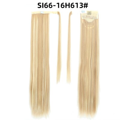 The new Velcro ponytail features a long straight hair with no trace and a wraparound style detail image 7