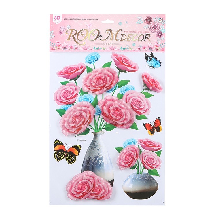 花朵花瓶蝴蝶 客厅卧室墙面家居衣柜装饰墙贴 立体手工层层墙贴详情1