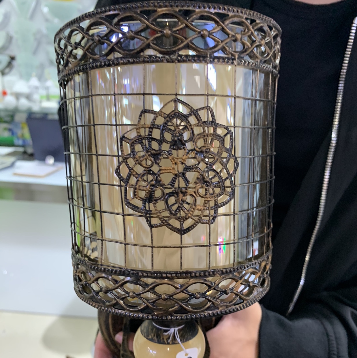 Bronze hollowed-out wall lamp