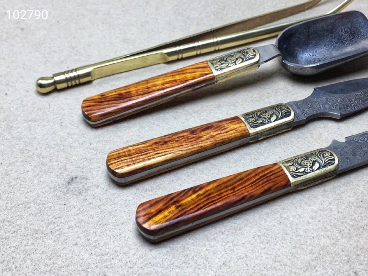 国潮-海黄茶刀 大马‌士革茶具‌四件套详情4