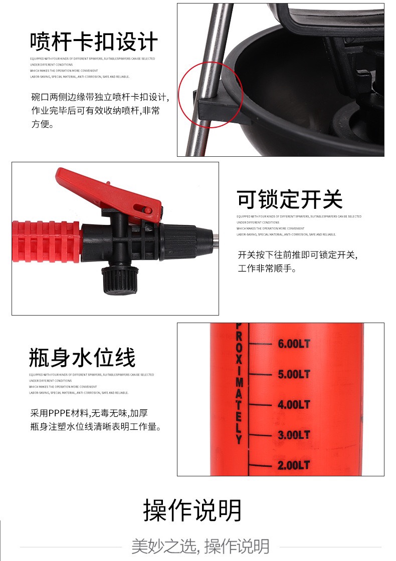 佰世园艺肩负式手动气压喷雾器家用高压喷水壶消毒喷雾器厂家直销详情图6