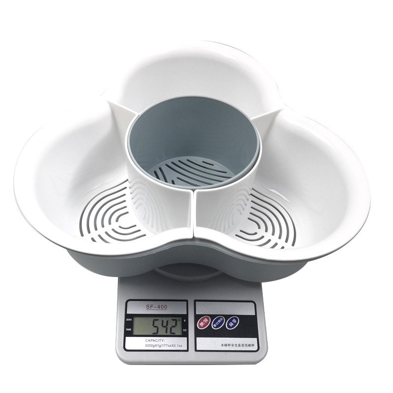 抖音爆款火锅拼盘沥水篮家用洗菜盆厨房三角配菜蔬菜水果分格篮子详情图6