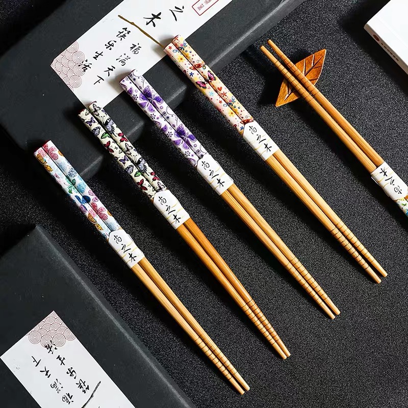 创意日式竹筷木筷子家用防滑卡通餐具不发霉筷子详情图6