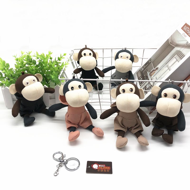 Creative personality Beibei monkey plush toy key chain little monkey plush pendant doll children satchel pendant