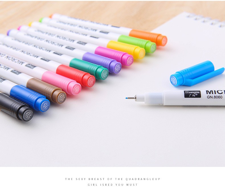 Guangna 8060-12 color needle Pen student drawing Outlining Color Writing Pen 0.5mm set Factory direct sale pic 11