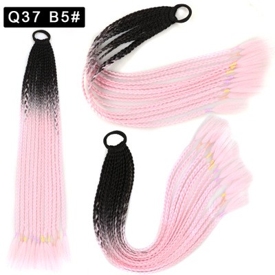 New African fashion ponytail wig with two colors and small braids detail image 3