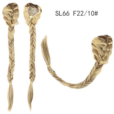 New European and American fashion fishbone braid ponytail wig, single-color hair bun style drawstring ponytail detail image 3