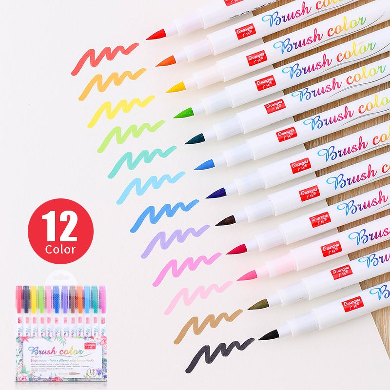 Wholesale of 202-12 color soft-tipped elegant pen sets for students, office, painting, doodling, ink-adding and comic pens details Picture