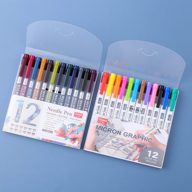Guangna 8080-12 vintage 0.5mm needle tube outlining pen set for students' colored drawing and doodling pens Application Scenario