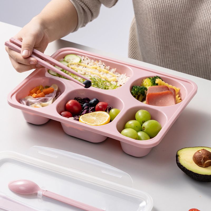 Microwave oven box, student insulated lunch box, office worker lunch box, large-capacity cafeteria lunch box, compartments plate, Japanese style Application Scenario