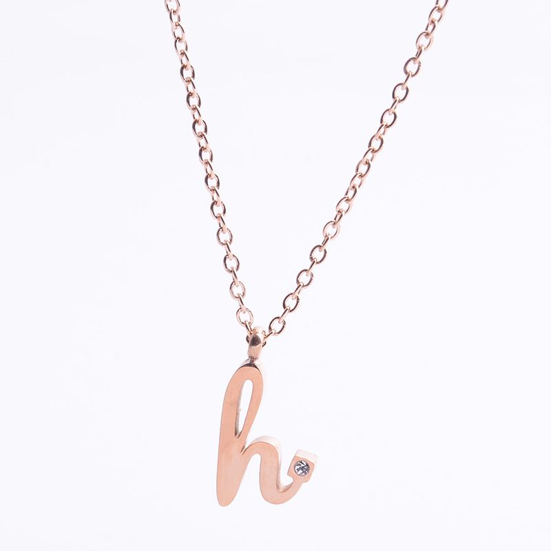 Japanese and Korean fashion versatile H letter necklace 18K rose gold clavicle chain fadeless jewelry female trend thumbnail