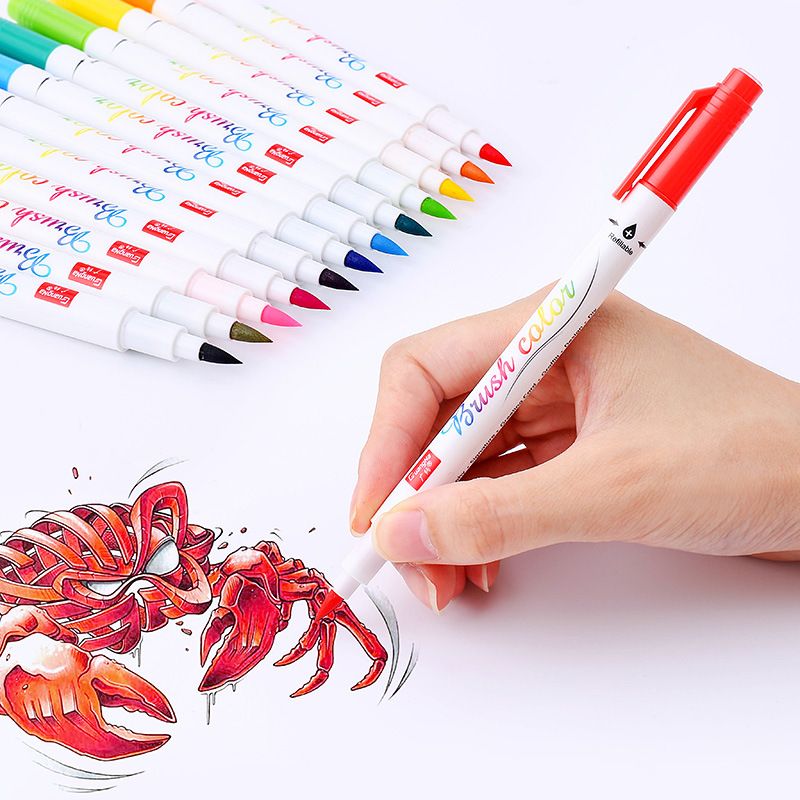 Wholesale of 202-12 color soft-tipped elegant pen sets for students, office, painting, doodling, ink-adding and comic pens