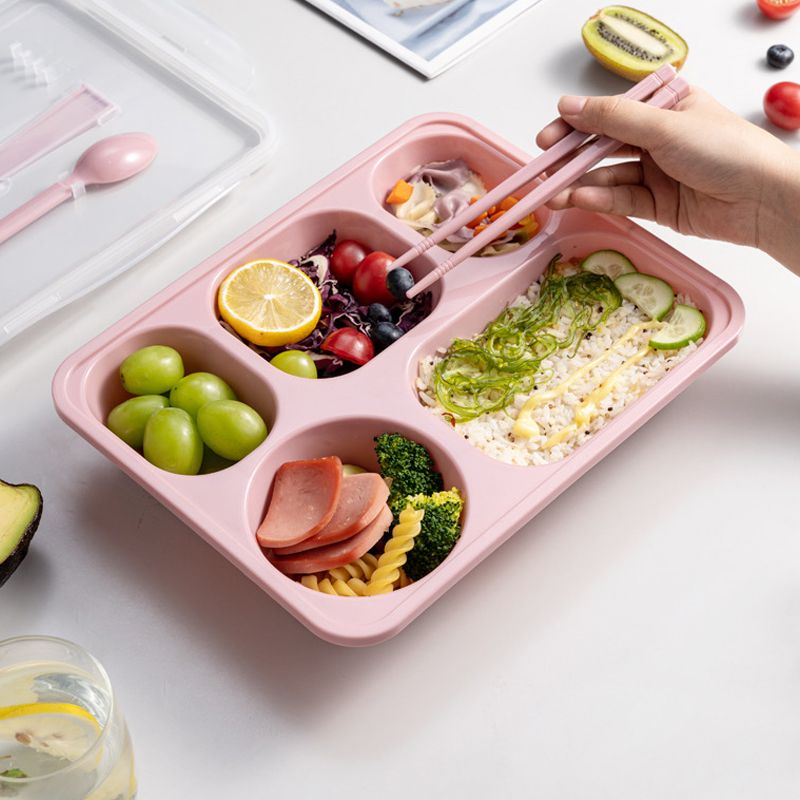 Microwave oven box, student insulated lunch box, office worker lunch box, large-capacity cafeteria lunch box, compartments plate, Japanese style details Picture