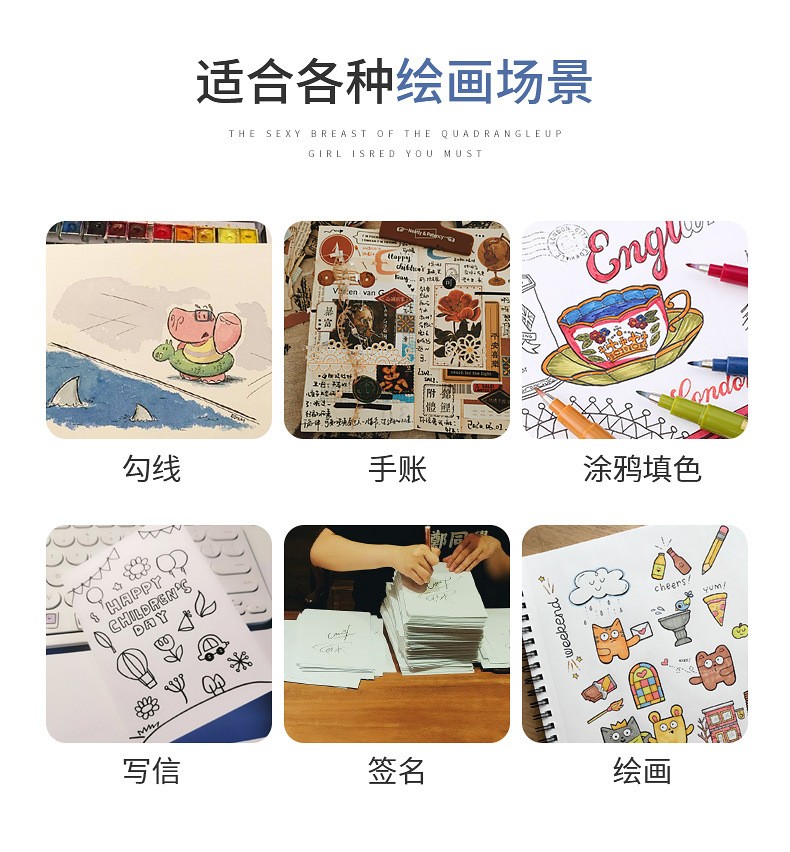 Guangna 203-12 Calligraphy soft-tipped Elegant Pen Set, Color Painting, Graffiti, Watercolor and Comic Pen Factory Direct sales pic 12