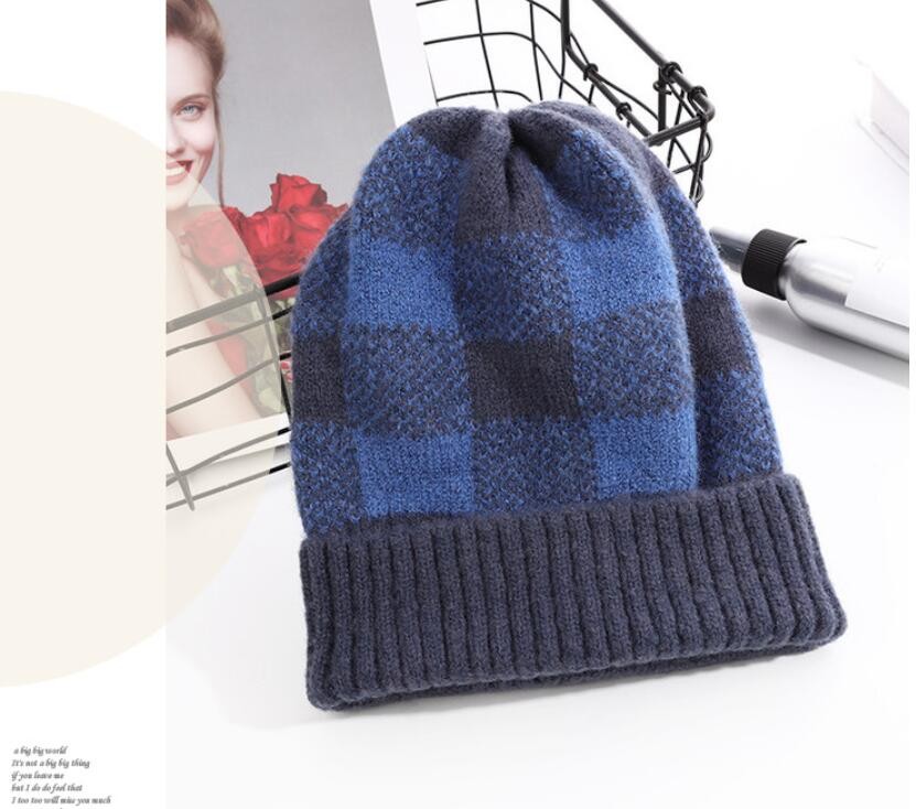 Hat Women Autumn Winter Simple Mixed Color Checkered Knit Hat Korean Sleeve Thickened Warm Korean Version Of All The Woolen Hat Tide Application Scenario