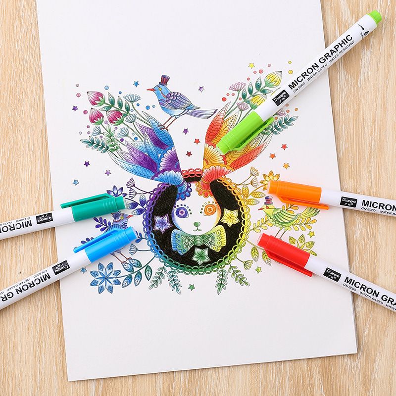 Guangna 8060-12 color needle Pen student drawing Outlining Color Writing Pen 0.5mm set Factory direct sale Specification image