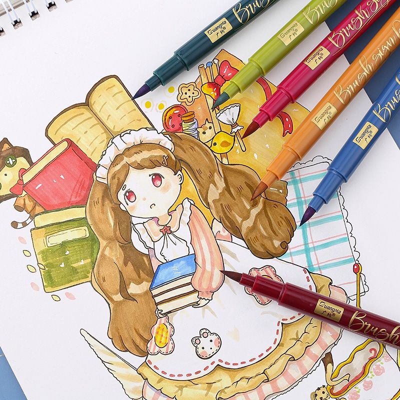Guangna 203-12 Calligraphy soft-tipped Elegant Pen Set, Color Painting, Graffiti, Watercolor and Comic Pen Factory Direct sales Specification image