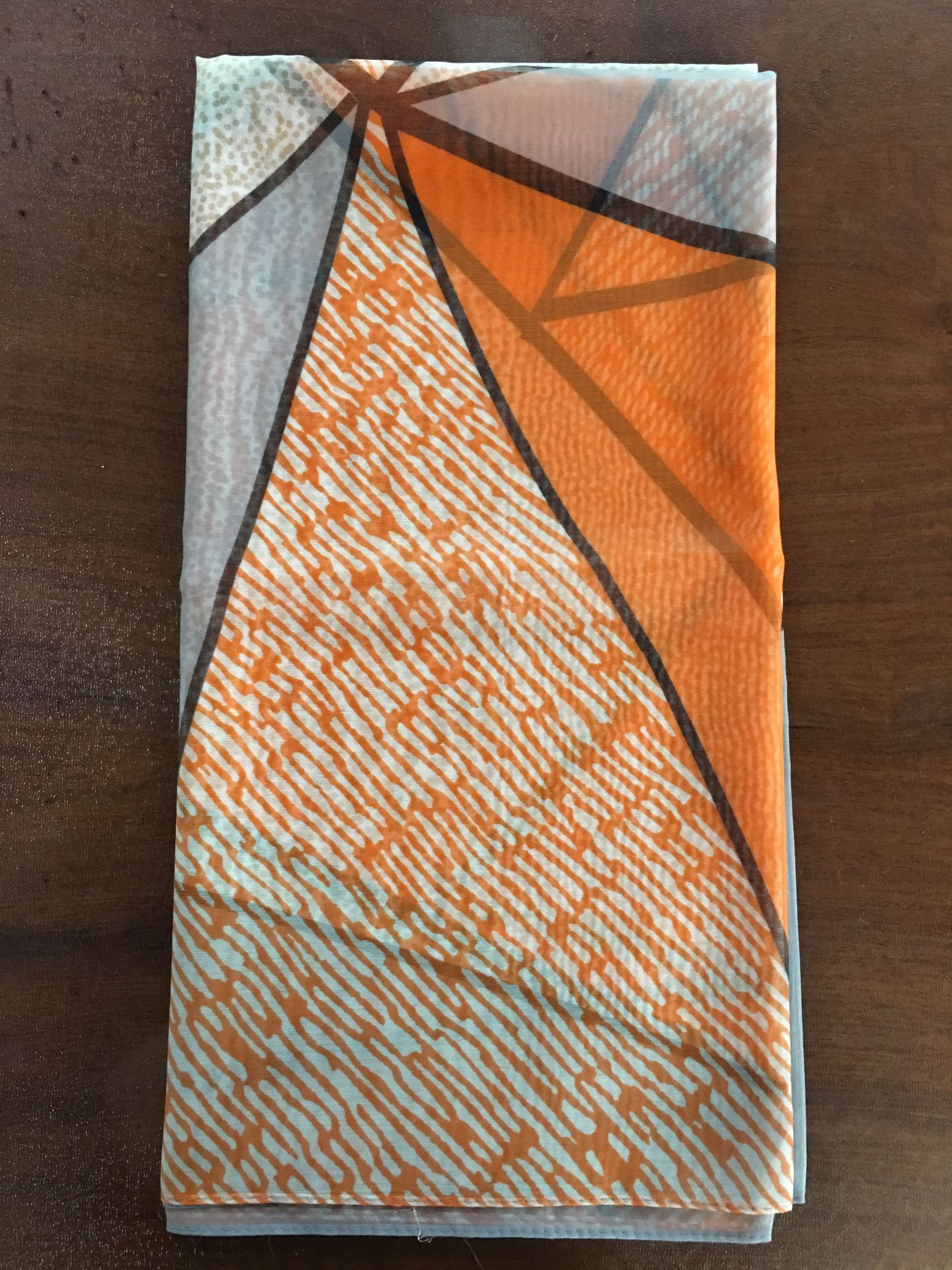Orange silk square shawl shawl.
