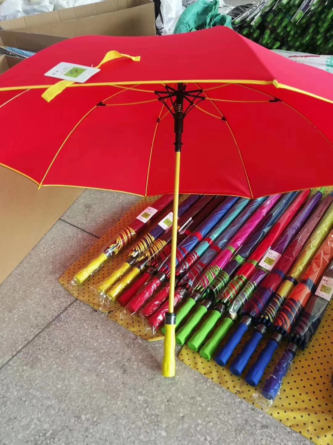 70公分彩色纤维股伞架自动伞白底实物图
