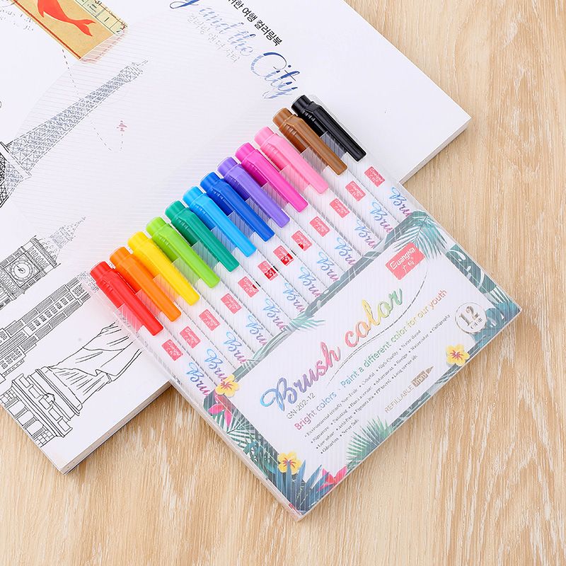 Wholesale of 202-12 color soft-tipped elegant pen sets for students, office, painting, doodling, ink-adding and comic pens Application Scenario