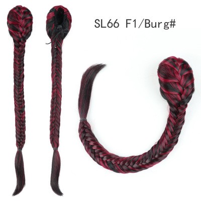 New European and American fashion fishbone braid ponytail wig, single-color hair bun style drawstring ponytail detail image 4
