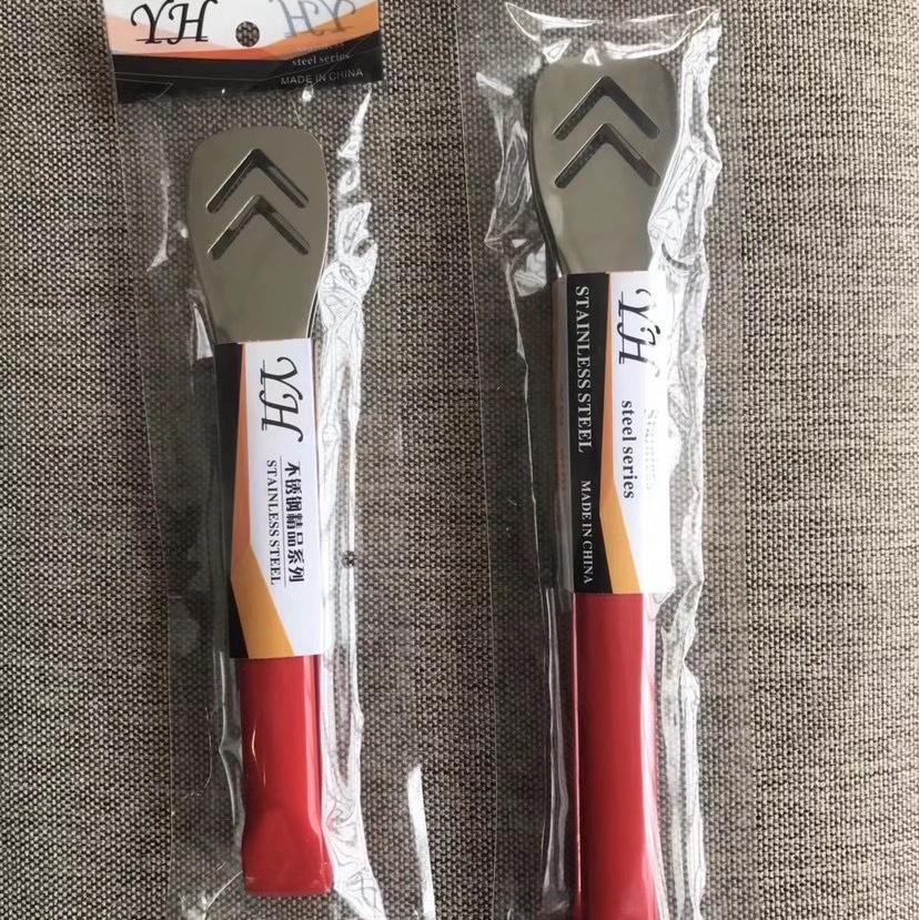 新款红胶柄食品夹箭型烘焙不锈钢食品夹
