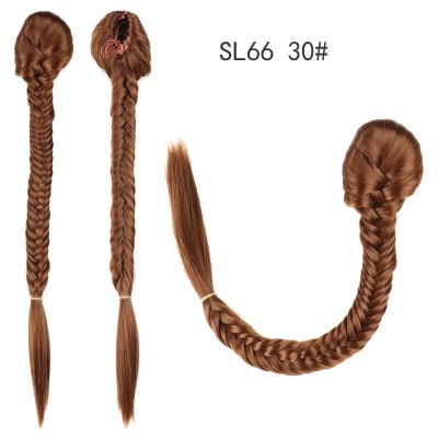New European and American fashion fishbone braid ponytail wig, single-color hair bun style drawstring ponytail detail image 2