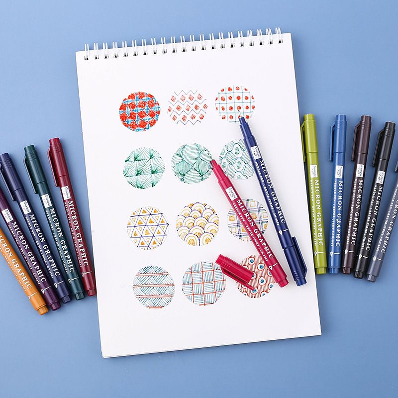 Guangna 8080-12 vintage 0.5mm needle tube outlining pen set for students' colored drawing and doodling pens Specification image