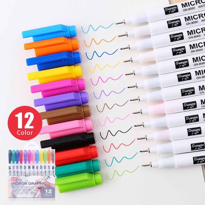 Guangna 8060-12 color needle Pen student drawing Outlining Color Writing Pen 0.5mm set Factory direct sale Application Scenario