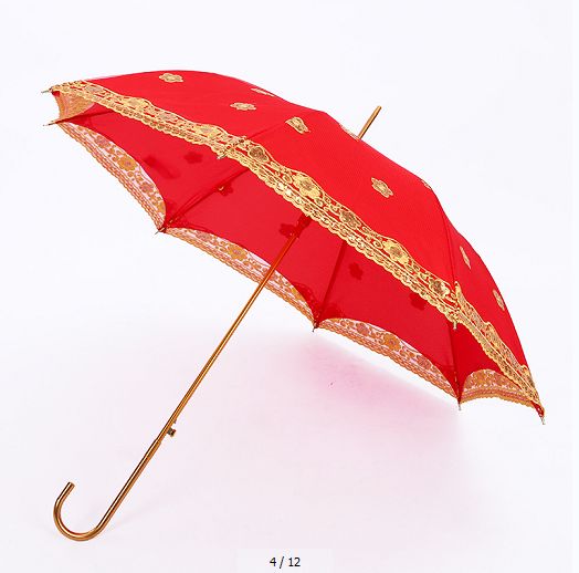 New red creative double-layer bride umbrella, wedding umbrella, wedding red umbrella, straight-handled long-handled lace gift umbrella, custom-made by the manufacturer details Picture