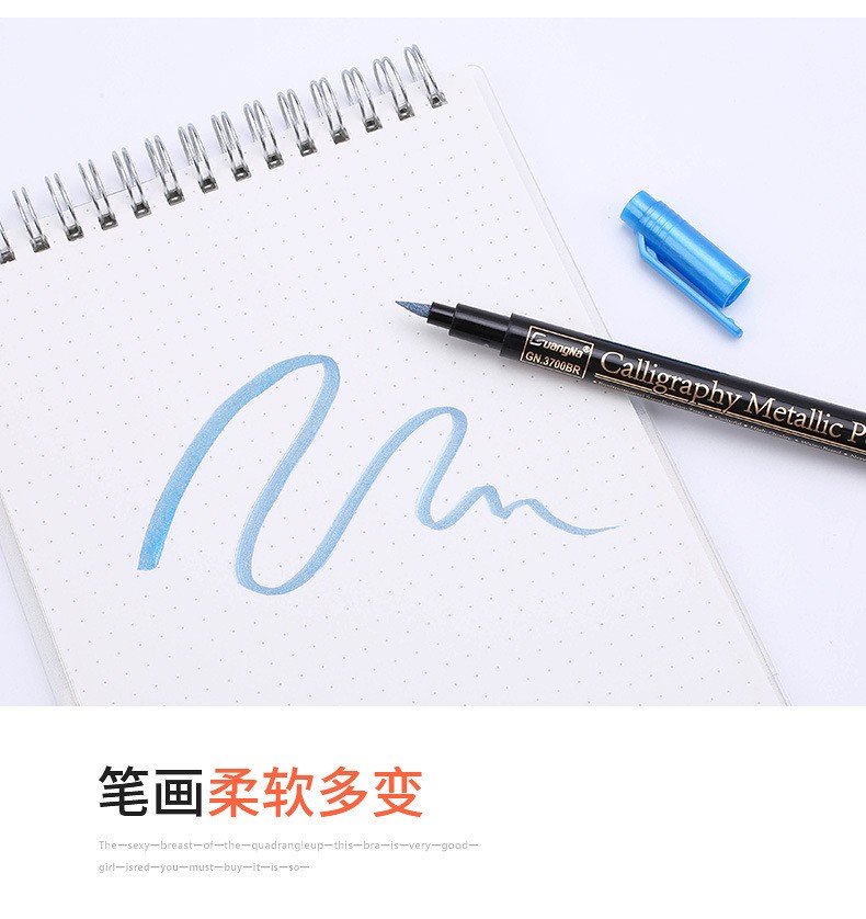 Cross-border exclusive 3700-12 color hard-tipped metallic calligraphy pen, painting craft graffiti pen pic 7