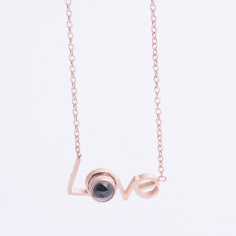 I love you necklace love titanium steel clavicular chain colorfast female 18k rose gold