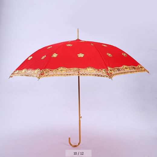New red creative double-layer bride umbrella, wedding umbrella, wedding red umbrella, straight-handled long-handled lace gift umbrella, custom-made by the manufacturer Specification image