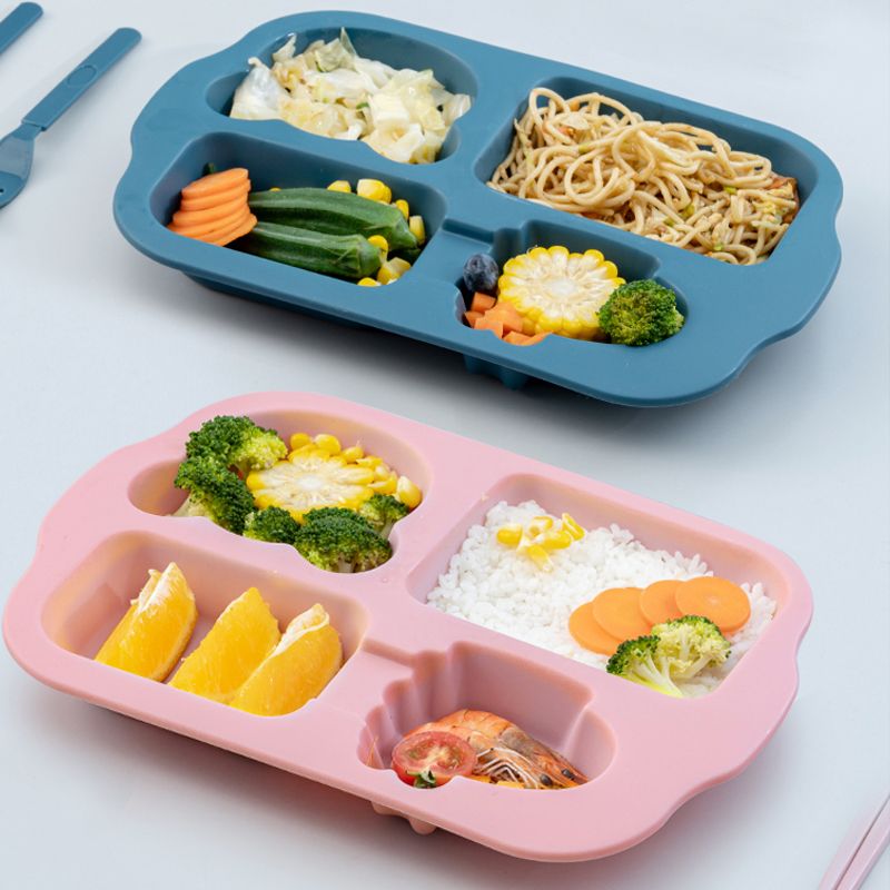 Nordic kindergarten cute baby rice bowls, baby tableware, grid plates, rice spoons, children's animals in stock wholesale details Picture