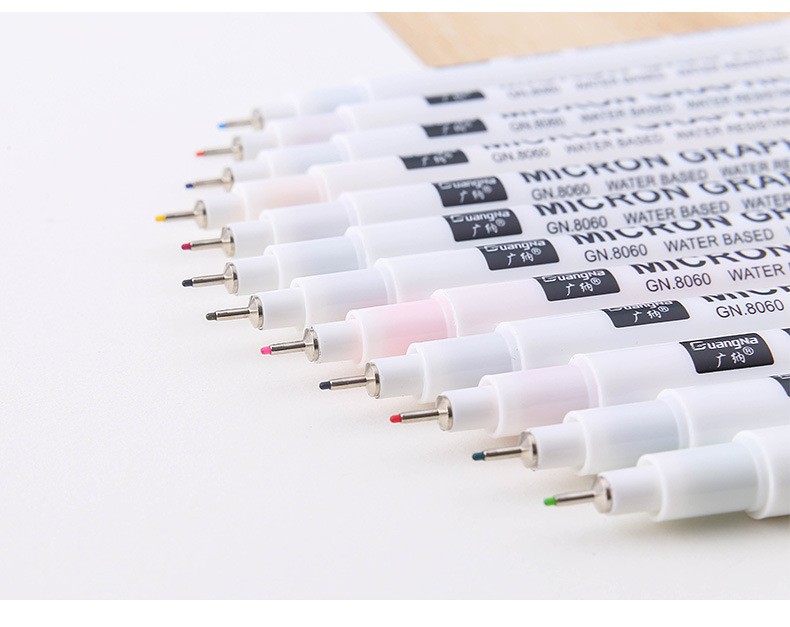 Guangna 8060-12 color needle Pen student drawing Outlining Color Writing Pen 0.5mm set Factory direct sale pic 13