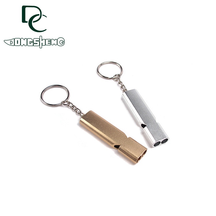 户外求生口哨 高音高频铝合金救生哨子 紧急自救双孔高频