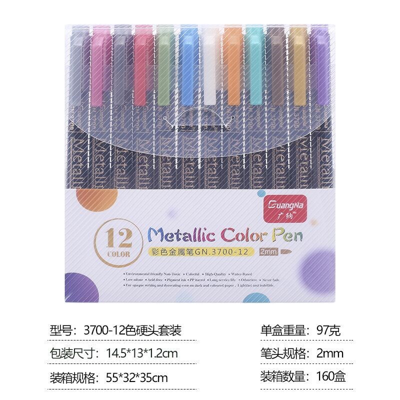 Cross-border exclusive 3700-12 color hard-tipped metallic calligraphy pen, painting craft graffiti pen pic 4