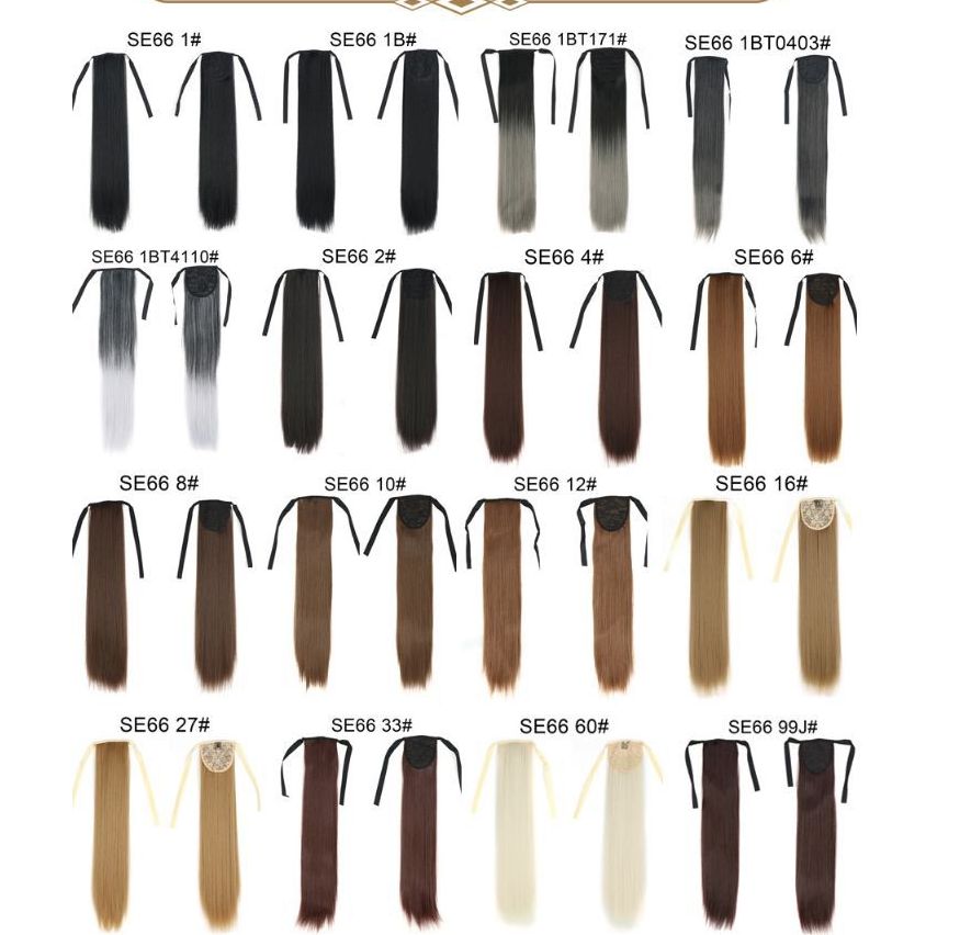 New hair tie style straight hair wig, seamless ponytail extension, ponytail braid available in multiple colors details Picture
