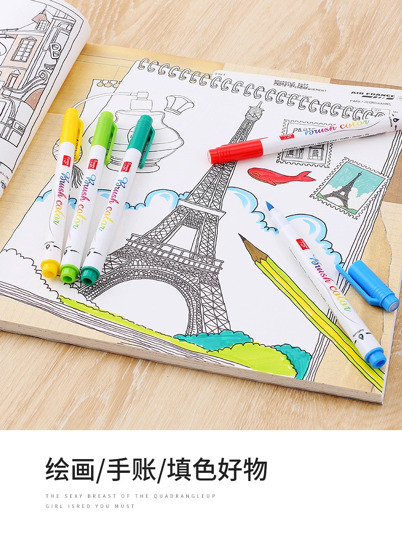 Wholesale of 202-12 color soft-tipped elegant pen sets for students, office, painting, doodling, ink-adding and comic pens pic 8