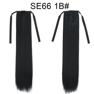 New hair tie style straight hair wig, seamless ponytail extension, ponytail braid available in multiple colors detail image 3