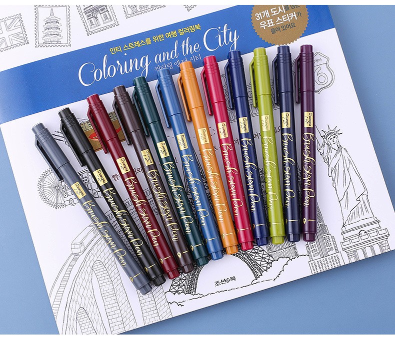 Guangna 203-12 Calligraphy soft-tipped Elegant Pen Set, Color Painting, Graffiti, Watercolor and Comic Pen Factory Direct sales pic 10