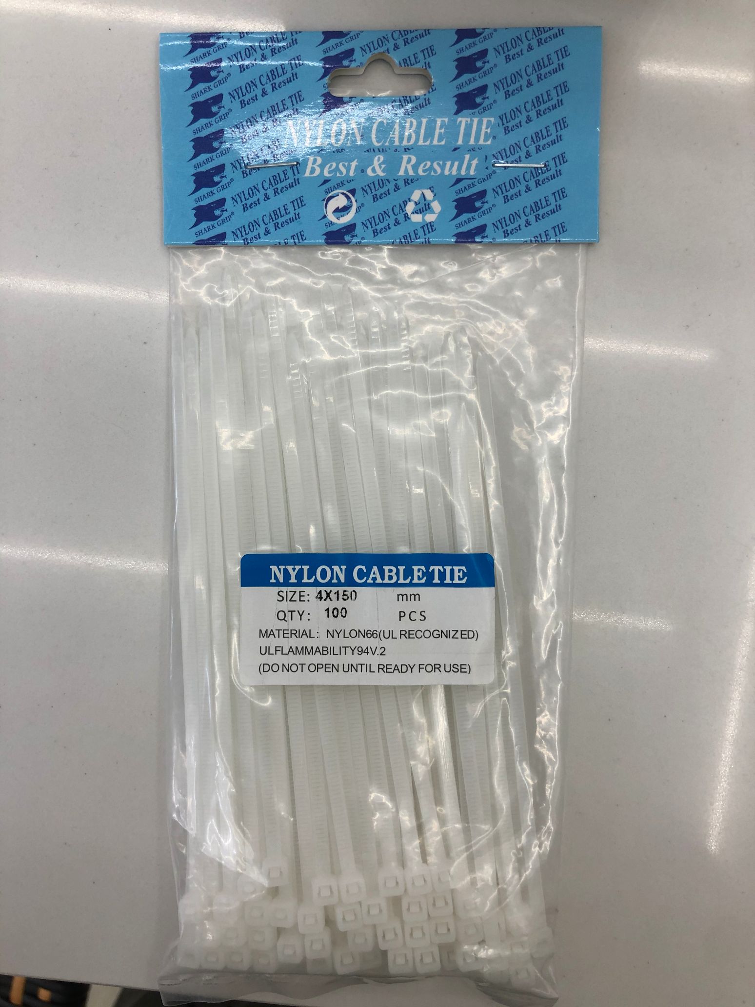Nylon tie strap 4*150 white thumbnail